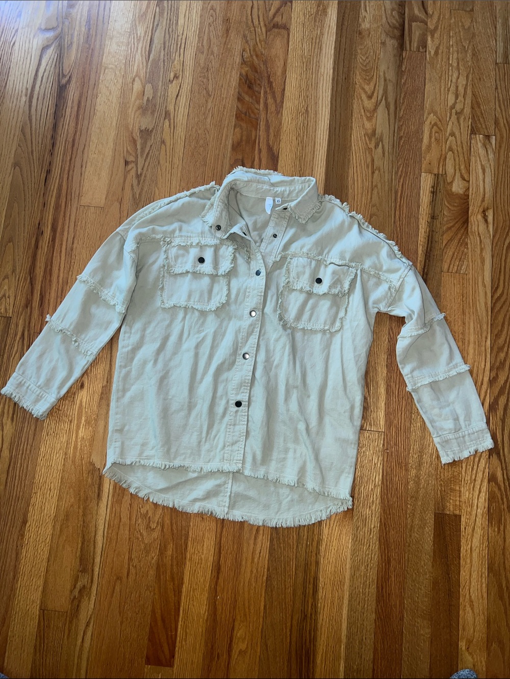 Elan Cream/light green Frayed Edge Button-Down Shirt